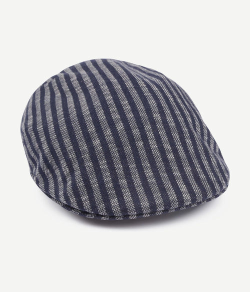 Profuomo flat cap donkerblauw gestreept