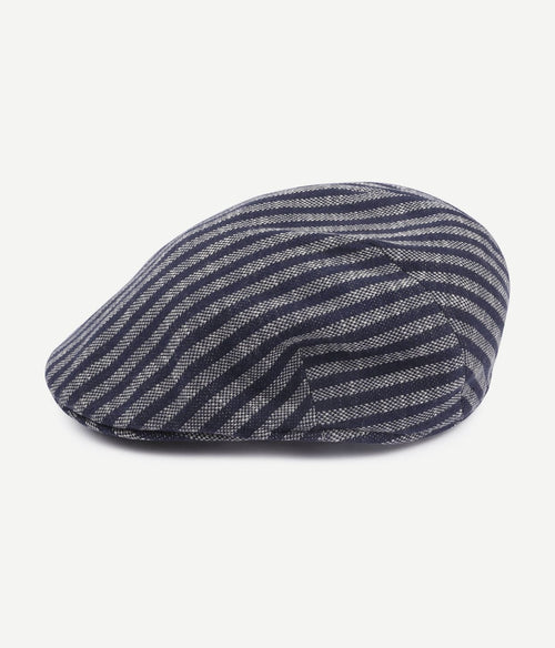 Profuomo flat cap donkerblauw gestreept