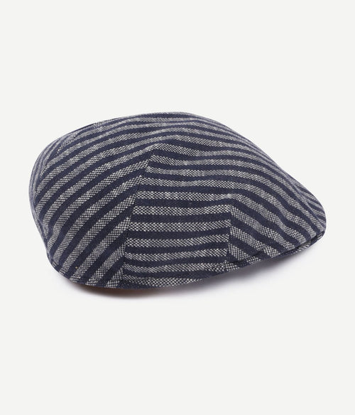 Profuomo flat cap donkerblauw gestreept