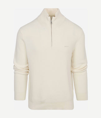 Gant halfzip trui wolmix ecru