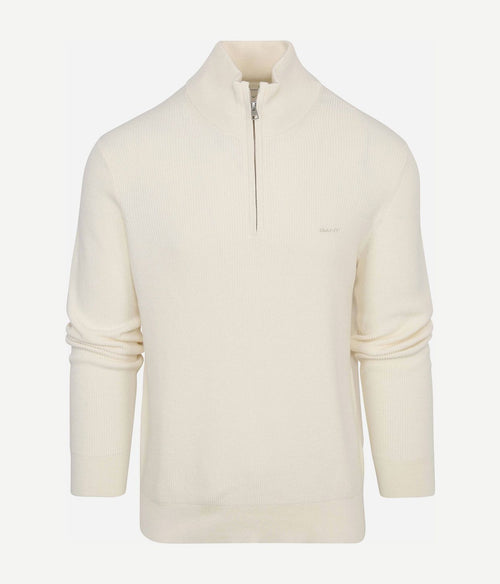 Gant halfzip trui wolmix ecru