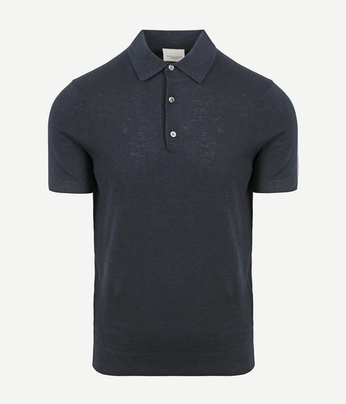 Profuomo poloshirt linnen donkerblauw