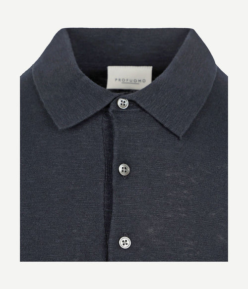 Profuomo poloshirt linnen donkerblauw