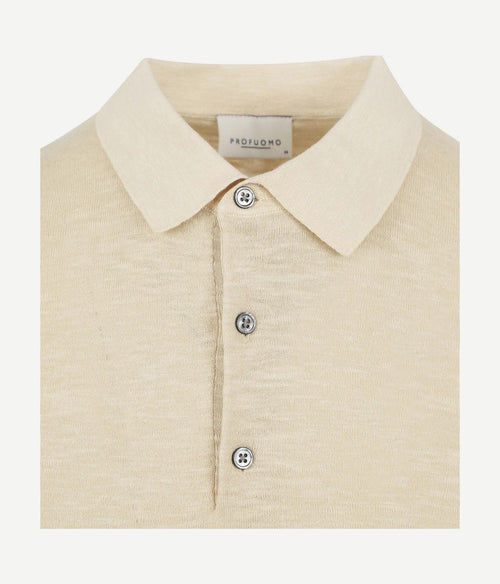 Profuomo poloshirt linnen ecru melange