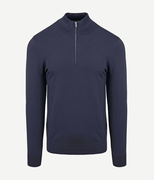 Profuomo halve rits pullover luxury donkerblauw