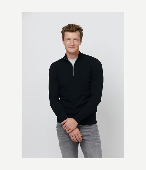 Profuomo halve rits pullover luxury donkerblauw