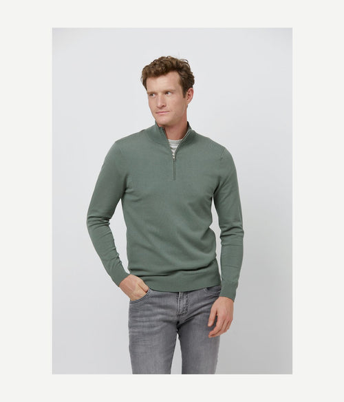 Profuomo halve rits pullover luxury groen