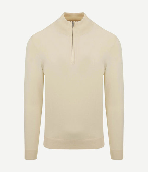 Profuomo halve rits pullover luxury ecru