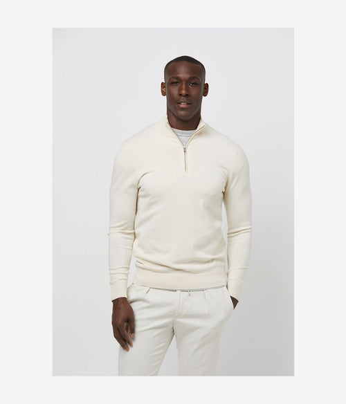 Profuomo halve rits pullover luxury ecru