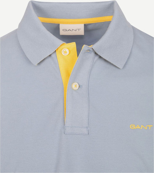 Gant contrast piqué poloshirt lichtblauw