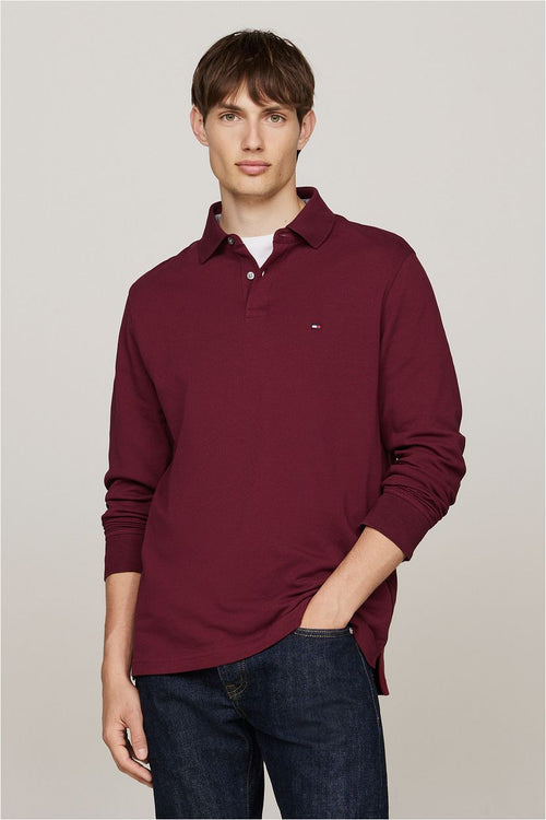 Tommy Hilfiger longsleeve polo bordeaux rood