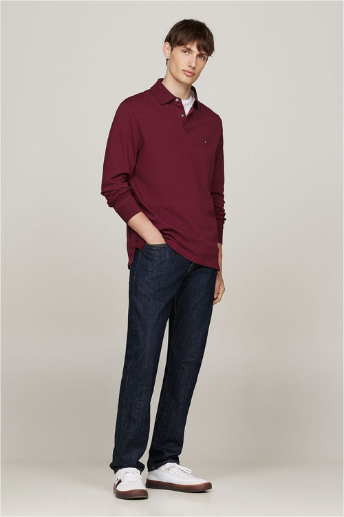 Tommy Hilfiger longsleeve polo bordeaux rood