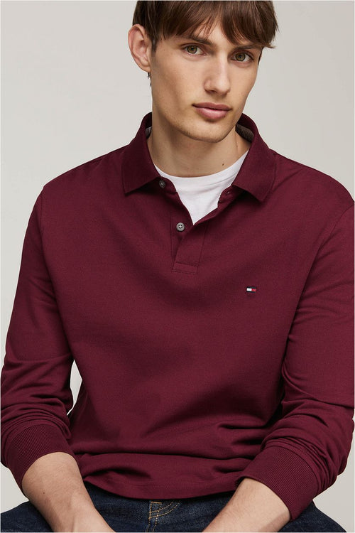 Tommy Hilfiger longsleeve polo bordeaux rood