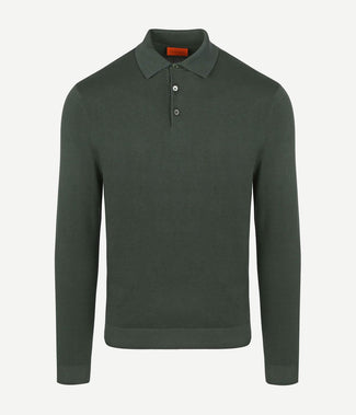 Suitable compact cotton poloshirt donkergroen