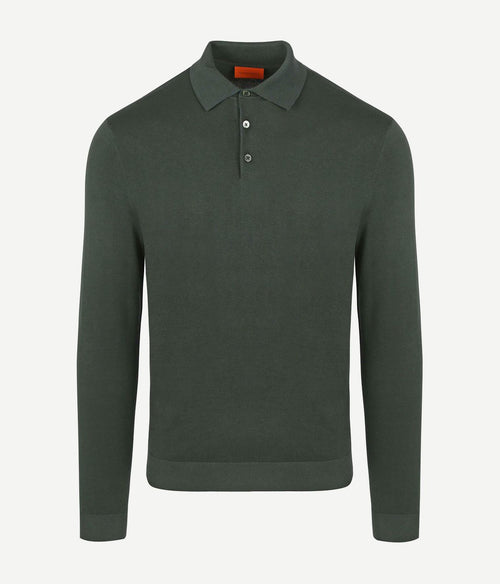 Suitable compact cotton poloshirt donkergroen