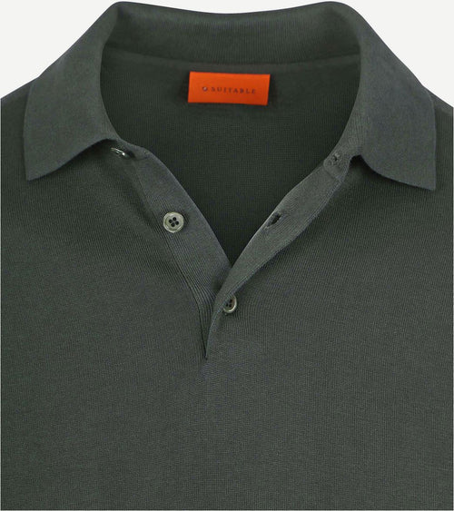 Suitable compact cotton poloshirt donkergroen