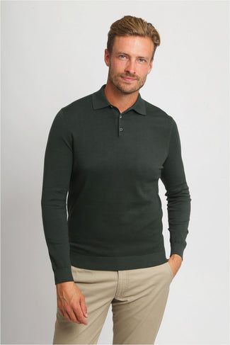 Suitable compact cotton poloshirt donkergroen