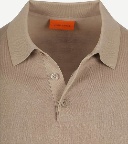 Suitable compact cotton poloshirt beige