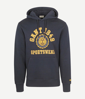 Gant hoodie graphic logo donkerblauw