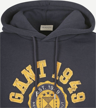 Gant hoodie graphic logo donkerblauw