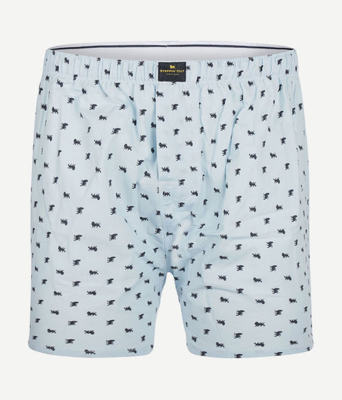 Steppin' out boxershort print poplin lichtblauw