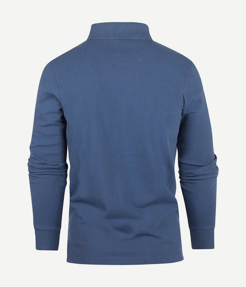 Steppin' out longsleeve polo piqué classic mid blauw