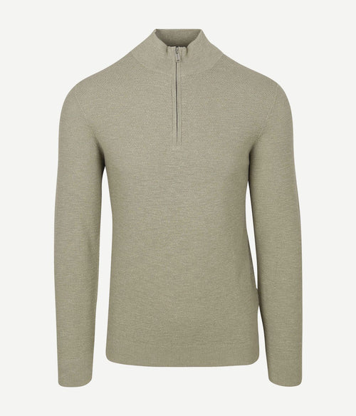 Profuomo halve rits pullover structuur mid groen