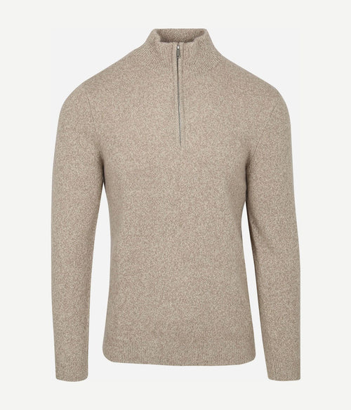 Profuomo halve rits pullover lamswol melange beige