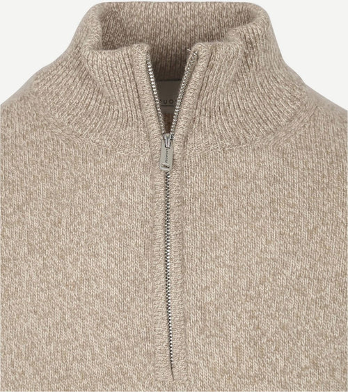 Profuomo halve rits pullover lamswol melange beige