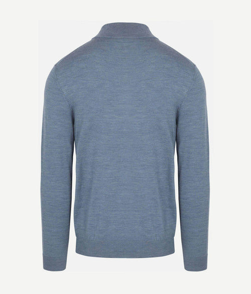 Profuomo halve rits pullover merinowol melange blauw