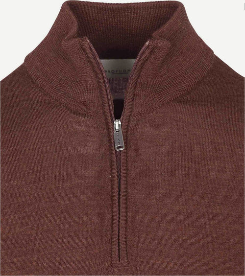 Profuomo halve rits pullover merinowol burgundy