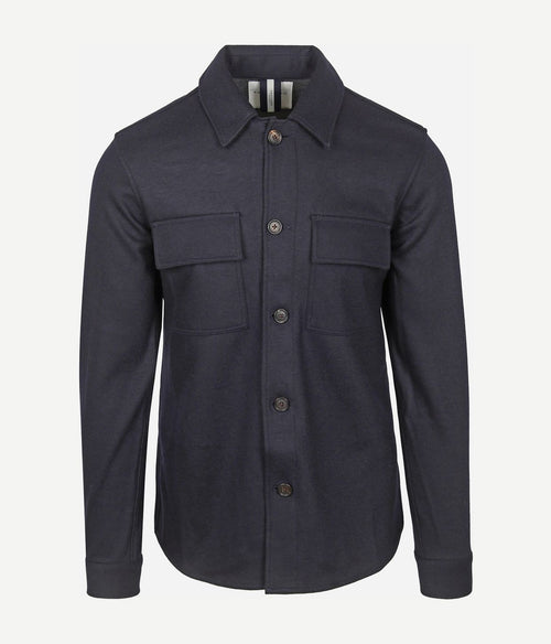 Profuomo overshirt knitted wolmix donkerblauw