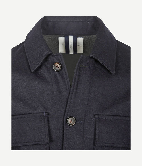 Profuomo overshirt knitted wolmix donkerblauw