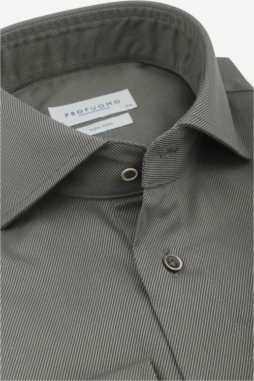 Profuomo twill overhemd donkergroen