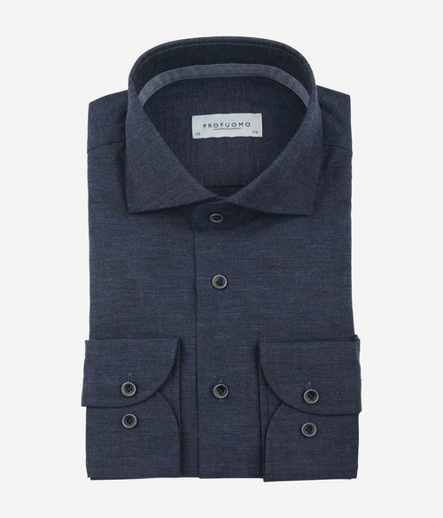 Profuomo overhemd flanel donkerblauw