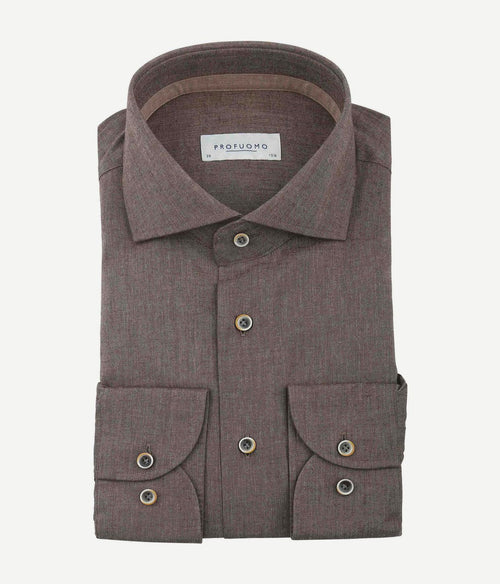 Profuomo overhemd flanel bruin