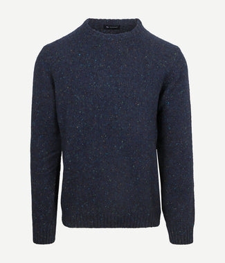 Suitable trui tweed wol blend donkerblauw