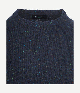 Suitable trui tweed wol blend donkerblauw