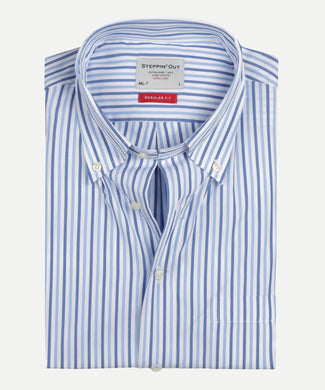 Overhemd extra lange mouw gestreept button-down | Light Blue